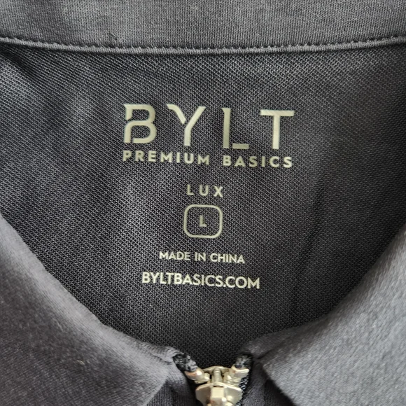 BYLT Lux Basics Golf Long Sleeve 1/4 Zip Polo Men's Large Navy Blue Perform NWT - Picture 4 of 11